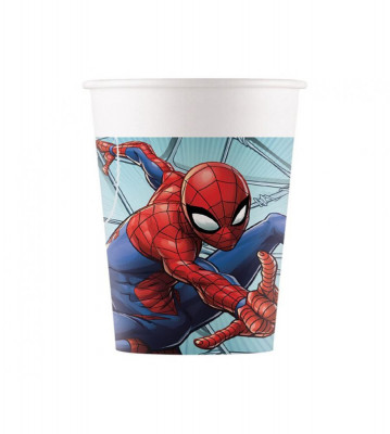 Set 8 pahare petrecere din plastic model Spiderman Team Up 200 ml foto