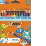 Creioane colorate 12 culori Evolution Triunghiulare Bic