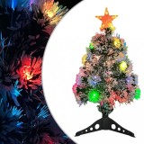 VidaXL Brad Crăciun artificial iluminat alb/albastru 64cm fibră optică