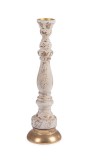 Sfesnic lumanare metal auriu lemn alb vintage Pearlie &Oslash;19x65,5h