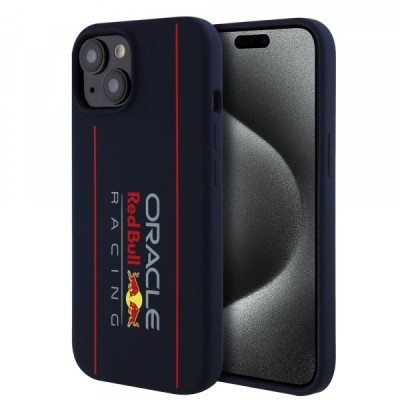Husa MagSafe pentru Apple iPhone 15, Red Bull Racing, Oversize Vertical Logo, Bleumarin foto