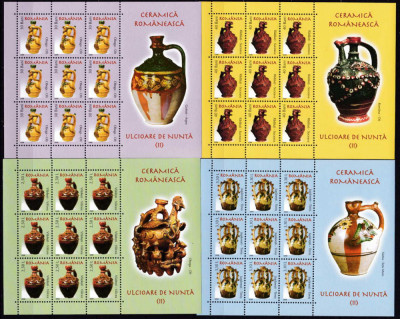✅2006 LP 1717a &amp;quot;Ceramica rom./ Ulcioare nunta (II) &amp;quot; - minicoli de 9 marci , MNH foto