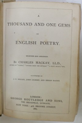 A THOUSAND AND ONE GEMS ON ENGLISH POETRY , selected by CHARLES MACKAY , 1867 foto