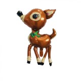 Balon din folie metalizata, flippy, figurina caprioara, tema animalute, 75-80 cm, ambalaj individual, pai inclus, umflare cu aer sau heliu, maro
