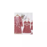 Cumpara ieftin Set Pijama De Dama 4 Piese Roz Din Catifea- MEI22