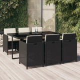 vidaXL Set mobilier de grădină cu perne, 7 piese, negru, poliratan