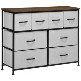 HOMCOM Comodă 8 sertare mobilier de depozitare sertar din material textil pliabil, structură din oțel negru, 100 x 30 x 78 cm | Aosom Romania
