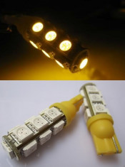 Led bec T10 W5W pozitie 13 smd 5050 culoare galben foto