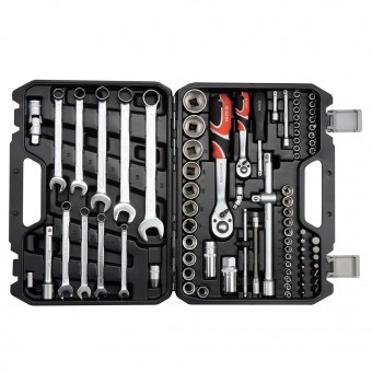 Trusa tubulare Yato YT-12691, 82 piese, Cr-V, 2 x Antrenor cu clichet foto