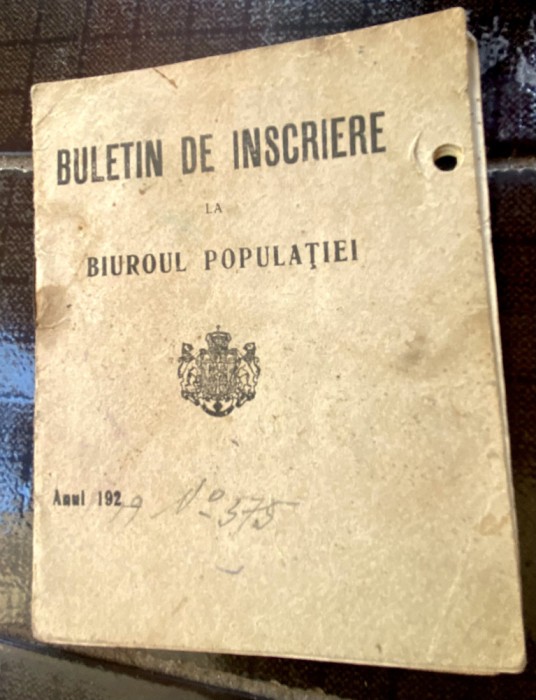 Buletin de inscriere la biroul populatiei