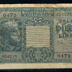 Italia 1944 - 10 lire, circulata