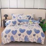 Cumpara ieftin Lenjerie Cocolino 4 Piese Pentru Pat Dublu cu Elastic- JO285 Inimi Albastre