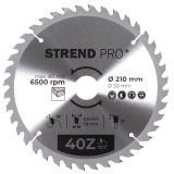 Disc circular vidia, pentru lemn, 40 dinti, 210 mm, Strend Pro