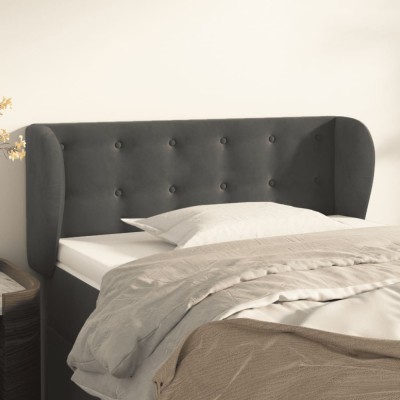 vidaXL Tăblie de pat cu aripioare gri &amp;icirc;nchis 93x23x78/88 cm catifea 3117615 foto