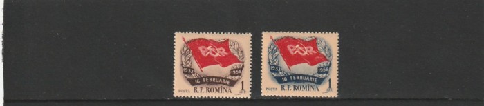 ROMANIA1958 LP 450 A 25-a ANIVERSARE A CEFERISTILOR FEBRUARIE 1933 SERIE MNH