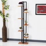 Suport pentru plante Somero cu 6 rafturi efect nuc negru [en.casa] HausGarden Leisure
