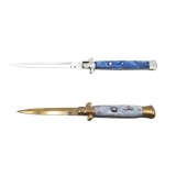 Cumpara ieftin Pachet doua bricege automate, lamă stiletto, 23 cm, albastru/auriu