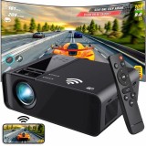 Mini Videoproiector Portabil, Wireless, Full HD, HDMI, USB, Slot card, Telecomanda, 1080P HD, Negru