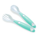 Cumpara ieftin Set tacamuri furculita si lingura, verde, PUR
