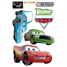 Sticker decorativ cu desene animate si masini Happy Cars autocolant de perete pentru camera copii, 90x60cm foto