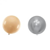 Set 2 baloane din latex, flippy, model party jumbo, 90 cm, auriu argintiu, 35 g