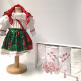 Set Botez Traditional , Costum Traditional Fetite Verde - 2 piese costumas si trusou brodat, Ie Traditionala