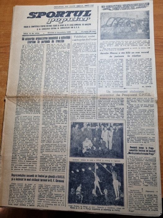 sportul popular 3 decembrie 1955-echipa de fotbal progresul oradea,natatie