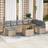 Cumpara ieftin Set de canapea de grădină cu perne, rattan poly bej