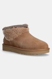 UGG cizme de zăpadă din piele &icirc;ntoarsă Classic Ultra Mini Maxi Curly culoarea maro, 1158263-CHE