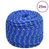VidaXL Fr&acirc;nghie de barcă, albastru, 8 mm, 25 m, polipropilenă