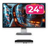 Pachet HP ProDesk 400 G4 Mini PC second hand cu monitor 24, SSD 256GB