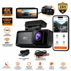 Camera de Bord QOVU&reg; S5, 4K Fata, Kit Parcare Inclus, WiFi, Ecran 3.2&rdquo;, Night Vision, G-Sensor, Inregistrare in bucla, 170&deg;