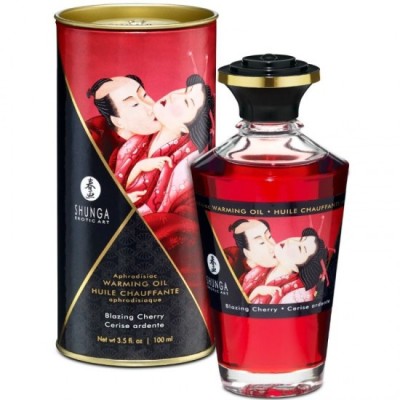 SHUNGA - HEAT EFFECT MASSAGE OIL INTENSE CHERRY FLAVOR 100 ML foto
