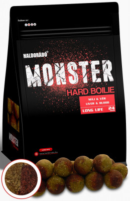 Haldorado - Boilies-uri Monster Hard Boilie 24+, 700g, 24mm - Ficat + Sange foto