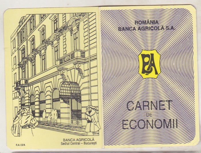 bnk div Banca Agricola - carnet de economii - 1996