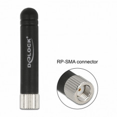 Antena WLAN 802.11 b/g/n RP-SMA plug 1.7 - 3.7 dBi omnidirectionala fixa, Delock 12714