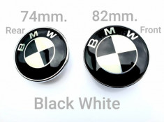 set embleme alb negru fata spate pentru BMW 82 si 74 mm E46 E39 E38 E90 E60 Z foto