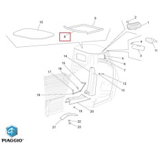 Cheder inferior (spate) cabina original Piaggio Ape 50 (09-16) - Ape 50 Euro 4 (18-22) - Ape Mix (98-08) 2T AC 50cc