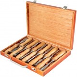 Set 12 dalti pentru lemn, Otel HSS, maner lemn, Cutie pentru transport