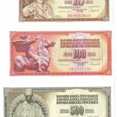 SV * Iugoslavia LOT 10 - 100 - 500 DINARA / DINARI 1981 - 1986 UNC