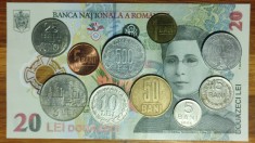 Romania - colectie superba 10 monede diferite 1 5 15 25 50 bani 3 10 500 100 lei + bancnota 20 lei 2021 Ecaterina Teodoroiu circulata