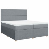 Cumpara ieftin Pat box spring cu saltea, gri deschis, 200x200 cm, textil