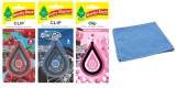 Mix 3 odorizante auto Wunder- Baum Clip Cherry - New Car - Bubble Gum si Laveta Microfibra, WUNDER-BAUM&reg;