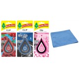 Mix 3 odorizante auto Wunder- Baum Clip Cherry - New Car - Bubble Gum si Laveta Microfibra