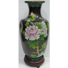 VAZA CLOISONNE , CHINA , SECOLUL XX , MOTIVE FLORALE