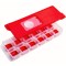 Formă Gheata Plastic, 12 Cuburi, Culoare Rosu Transparent, Suport Silicon