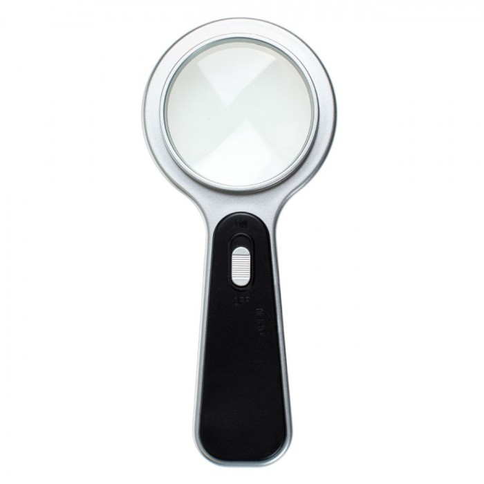 Lupă Plastic, LED, 15cm, Negru Argintiu