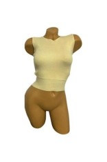 Top galben cu spate deschis și șnur reglabil, mărimea S