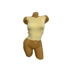 Top galben cu spate deschis și șnur reglabil, mărimea S