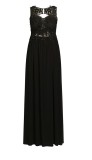 Cumpara ieftin Rochie Lungă Neagră Dama APART Fashion, Dantelă Florală, Mărimea 40 - Outlet